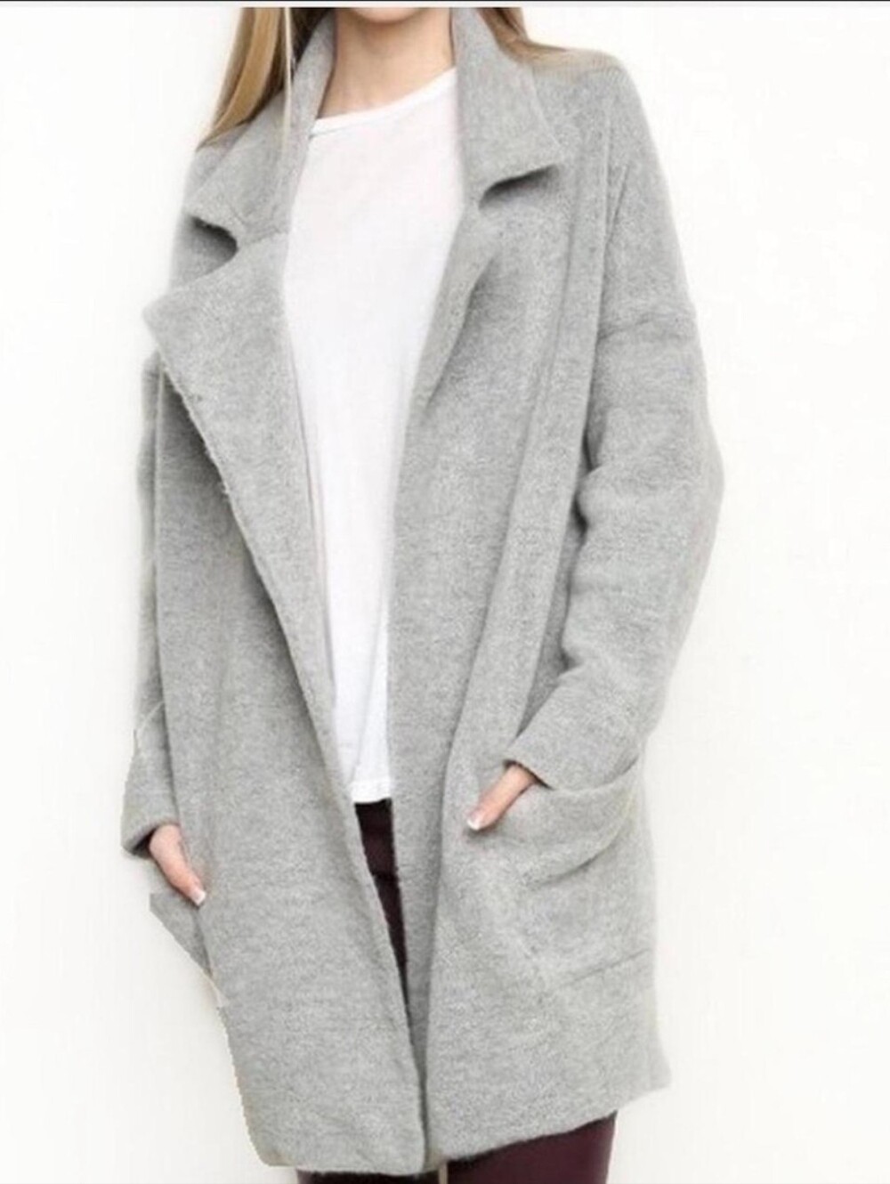 Brandy Melville Gray Wool Blend Shawl Cardigan Jacket, Made In Italy- OS #10